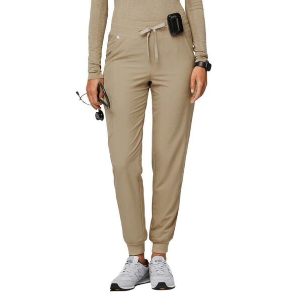 Figs Pants - FIGS Zamora Fionlite Jogger Scrub Pants Women XL Light Oak Mesh Lined PO# 2157